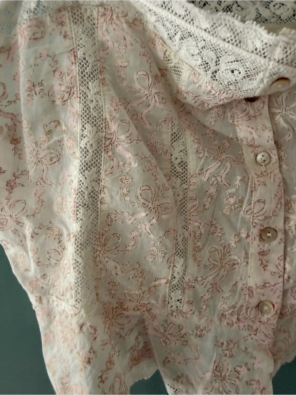 LoveShackFancy Blush Lace Button-Front Cami - Picture 6 of 7
